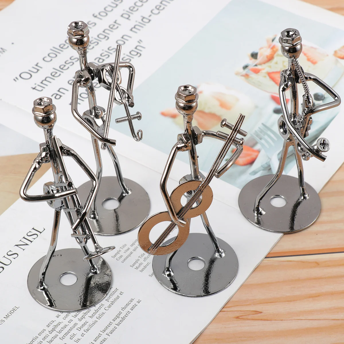 

Musician Modelband Statue Metal Figurinecraft Musical Figurines Ornaments Shaped Decoration Man Sculpture Tabletop Guitar