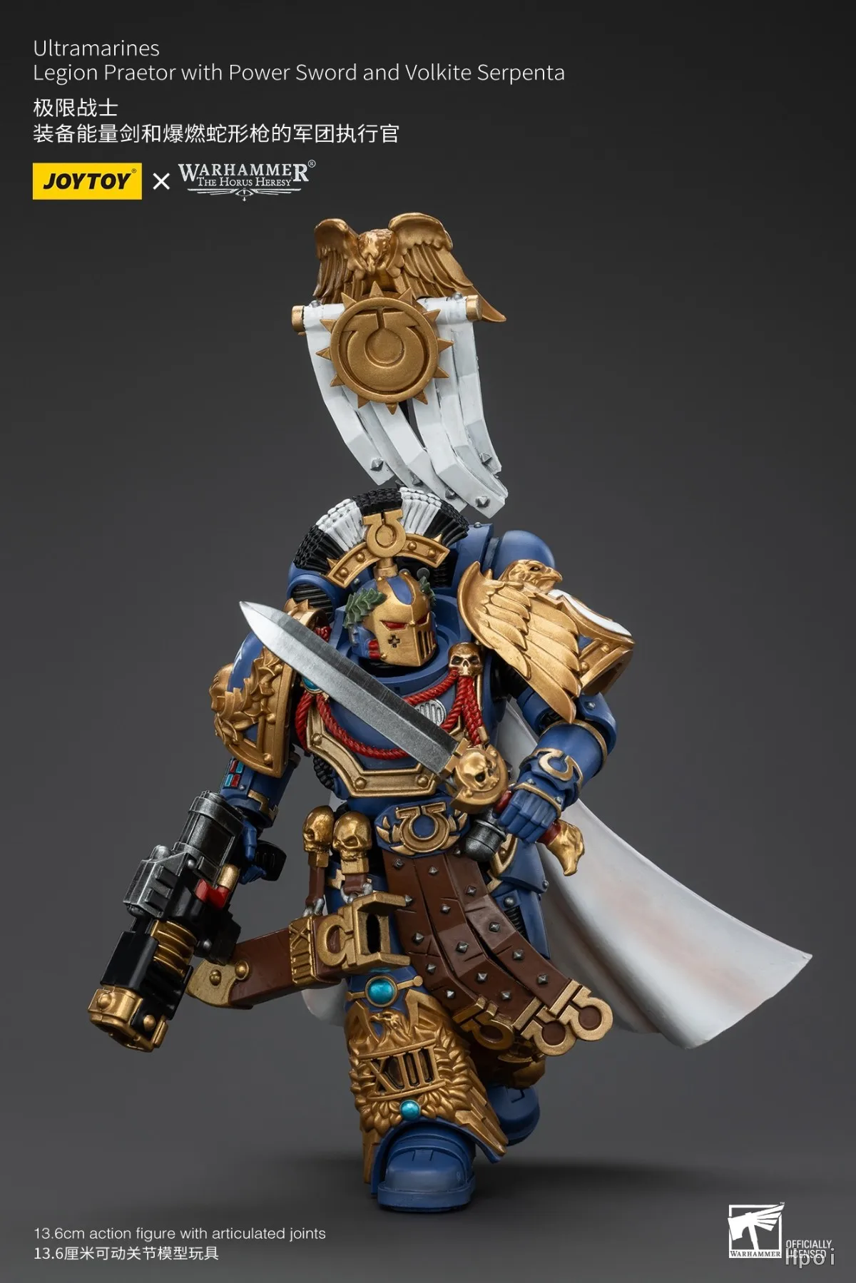 Фото В наличии JOYTOY Warhammer 40K Ultramarines Legion Praetor с Power Sword и Volkite Serpenta, фигурка 1/18, модель, подарки №2