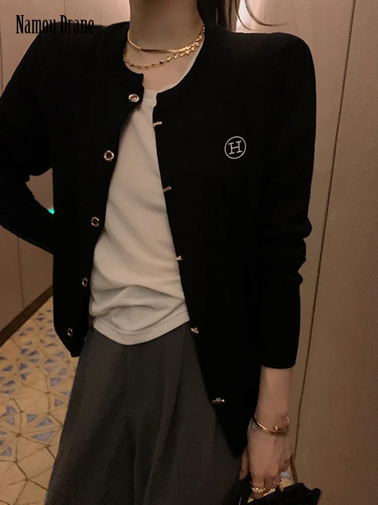 

Женский вязаный кардиган с длинными рукавами, шикарный свитер с длинными рукавами и вышивкой буквами, весна-осень 2022