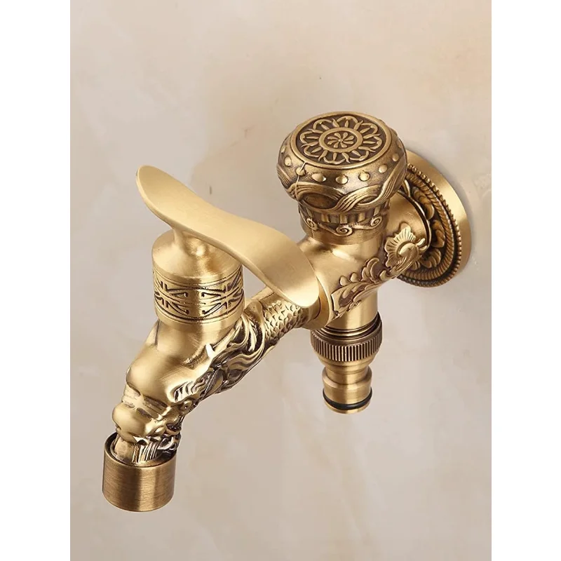 

Antique copper washing machine faucet mop pool single cold and hot outdoor corner valve anti-freezing dual-p