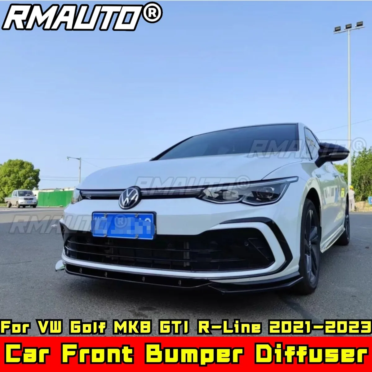 Комплект кузова для VW Golf MK8 GTI R-Line 2021-2023 передний бампер диффузор глянцевый черный