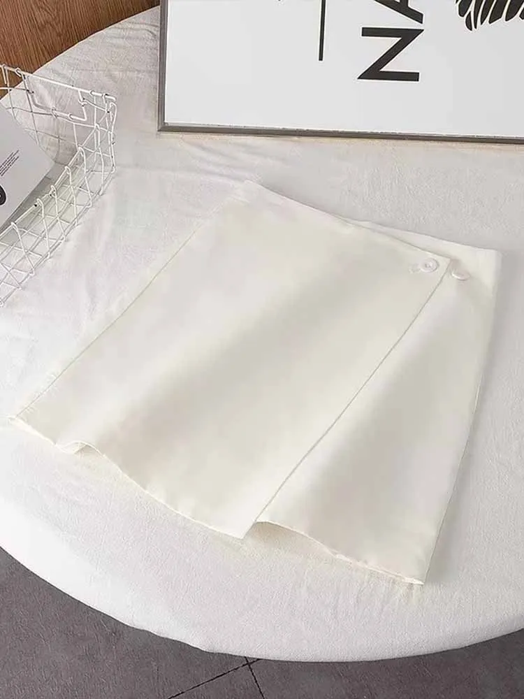 

Женская летняя мини-юбка с высокой талией, черная льняная Асимметричная юбка на пуговицах, 1164/152