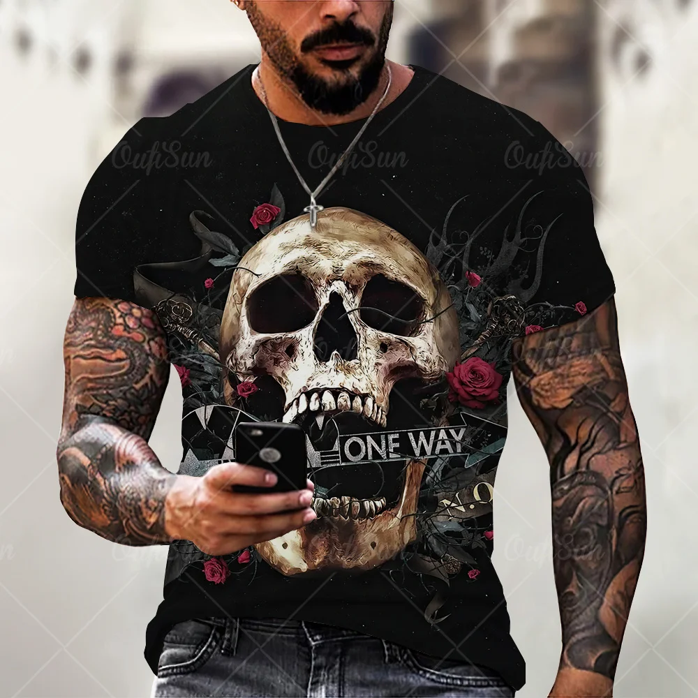

Summer Men's Streetwear 3D Printed Top T Shirt Men T Shirt Skull New Print Casual Oversized Short Sleeve