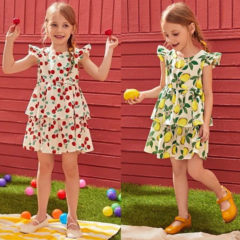

Girls Dress Fruit Print Dresses for Kids 2023 Children's Spring Summer Casual Dress Todler Costume Baby Princess Clothing