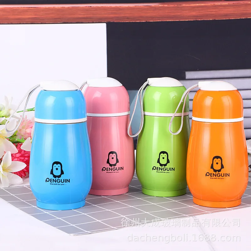 Cartoon Stainless Steel Penguin Thermos Cup Kids Cute Water Bottle Creative Gift Portable Children's | Дом и сад