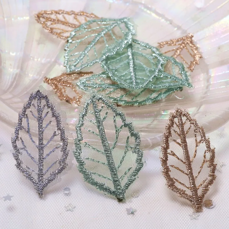 20 шт. 20*38 мм Изысканные сетчатые вышитые листья нашивки для головных уборов, рюкзаков, джинсов, декора для рукоделия, одежды, шляп и обуви.