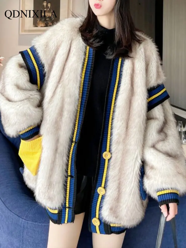 Women's Jackets 2022 Autumn and Winter New Korean Version Cardigan Imitation Fur Coat Warm Fur Coat Luxury Woman Fur Coats