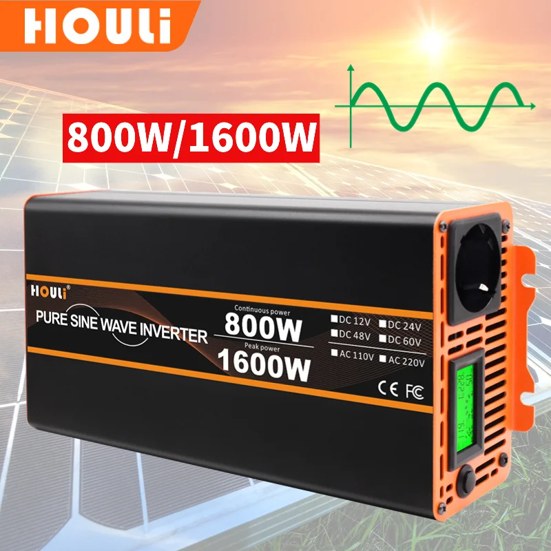 Инвертор Houli с немодулированным синусоидальным сигналом, 12 В, 24 В, 48 В, 1600 Вт, трансформатор солнечной энергии, инвертор для Onda Senoidal Pura, инверторы для дома
