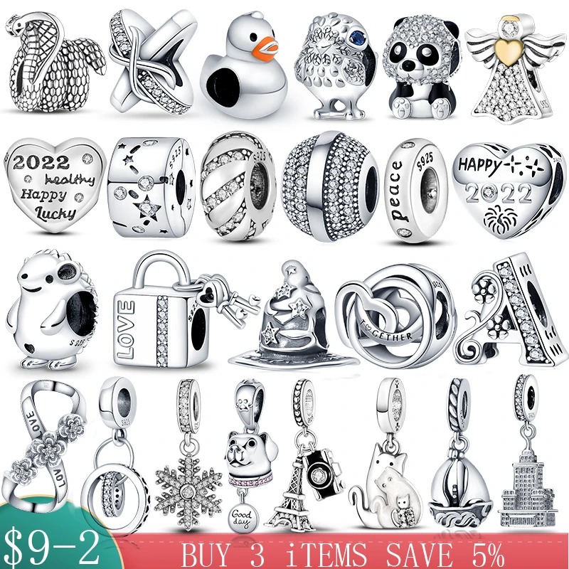 

Charms Plata De Ley 925 Original 100% sterling silver Zircon Charms For Original Pandora Bracelet Necklaces DIY Jewelry Making