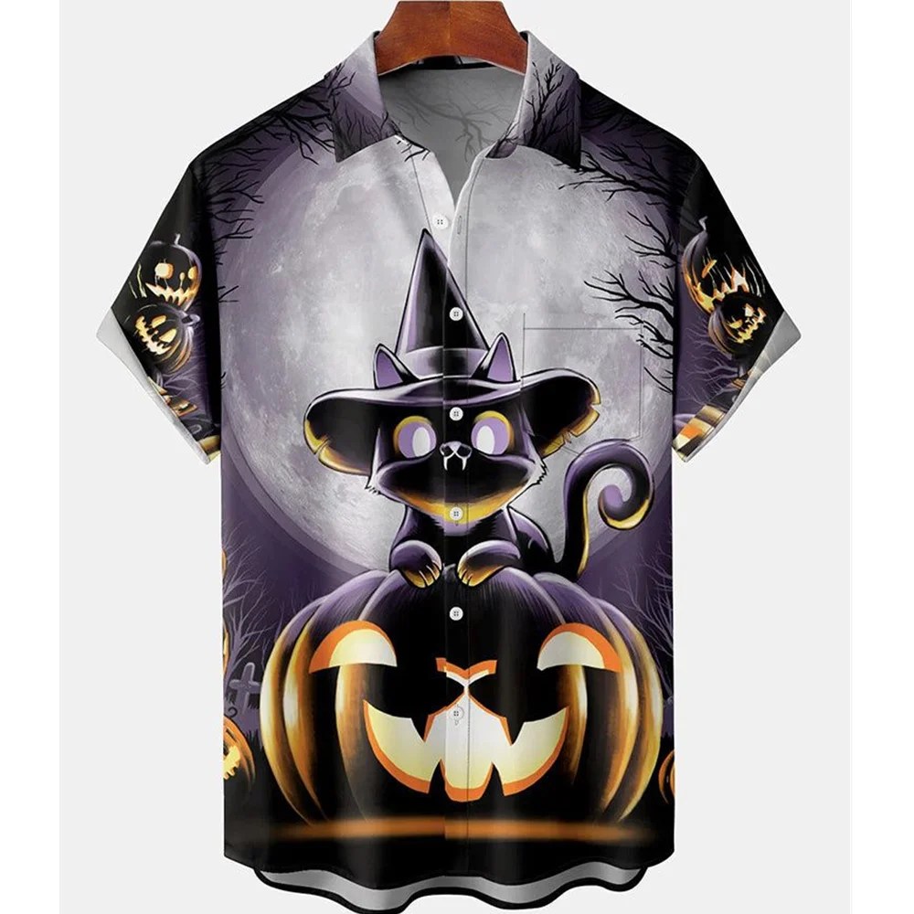 2023 Jack the Lantern Skeleton Horror 3d printed men's shirt Street culture men's costume Men's Halloween shirt men's fashion