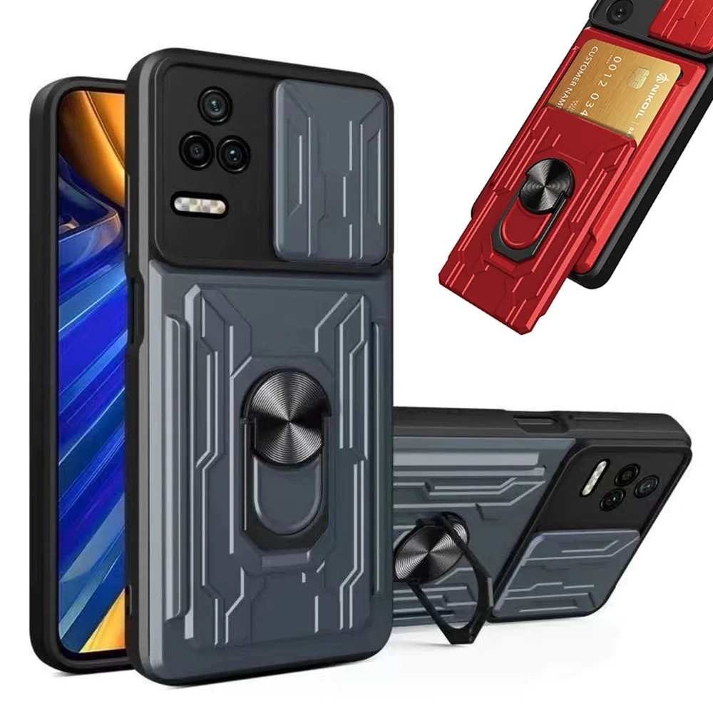 

Armor Case For Xiaomi POCO F4 Case For POCO F4 X4 GT M4 Pro X4 Pro Card Slot Ring Stand Camera Protection Cover For POCO F4