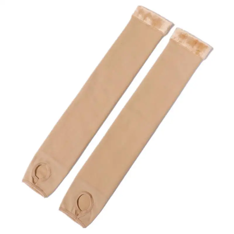 Fleece-Lined Foot Sock Thick Flesh Color Stockings Women's Protection over Knee Socks Winter Skin Color Thigh Stockings Tide Mid