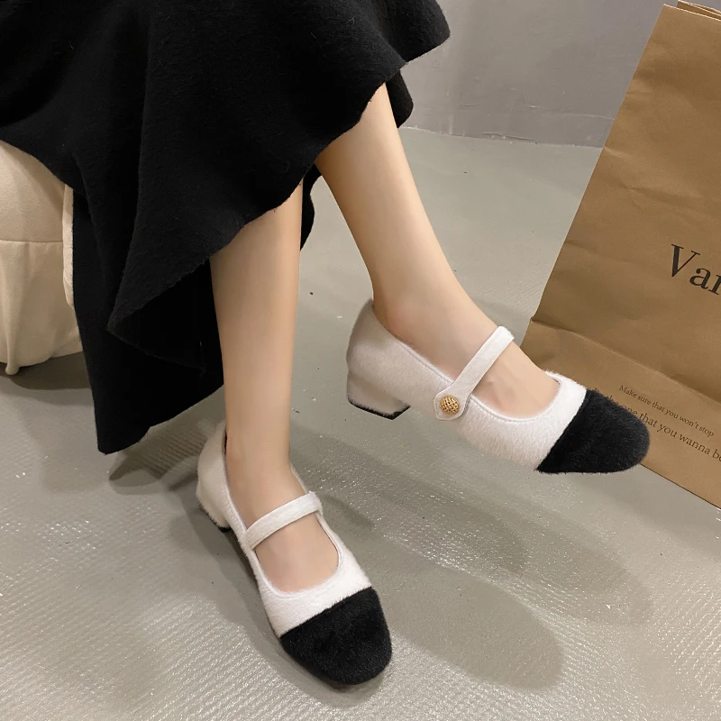 2024 новый стиль женские хлопковые туфли на флисовой подкладке корейская версия