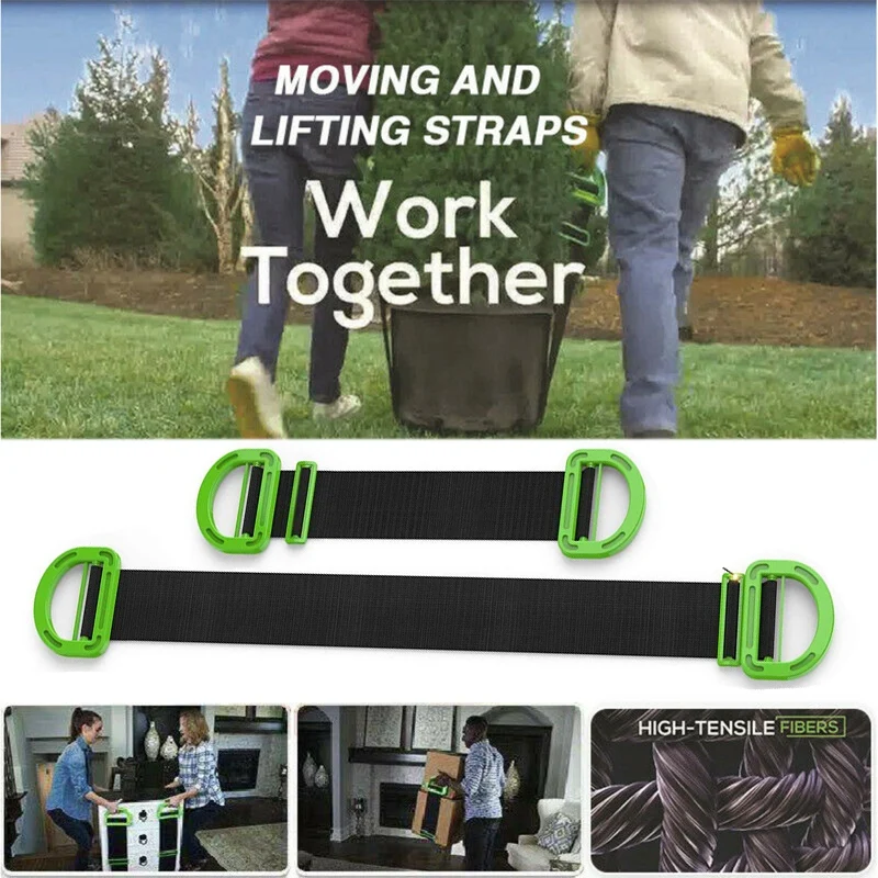

2 Pack Adjustable Lifting Moving Straps - Heavy Duty Furniture Moving Straps For Boxes, Mattress, Supports Up To 600 Lbs