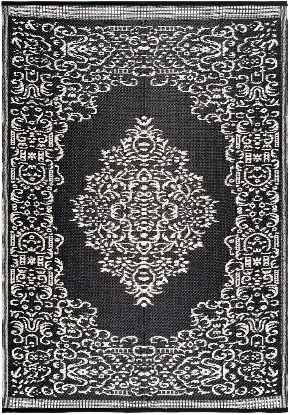 Indoor Outdoor Reversible Plastic Area Rug - 6x9 - Black