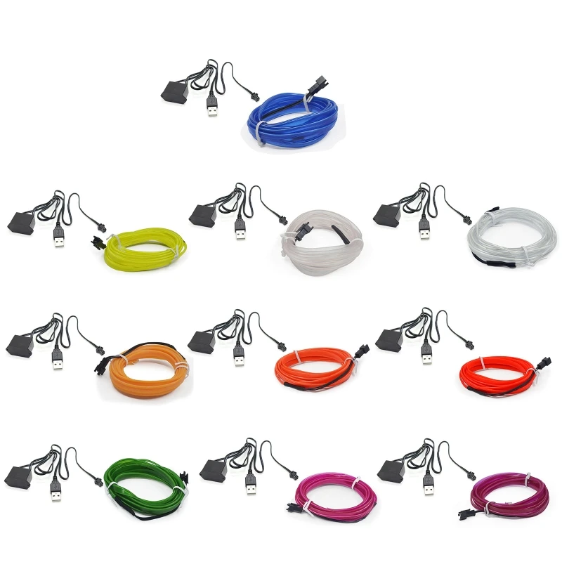 

for 3M Flexible Neon Light Glow EL Wire Rope Tube LED Strip for Dancing Shoes Ca