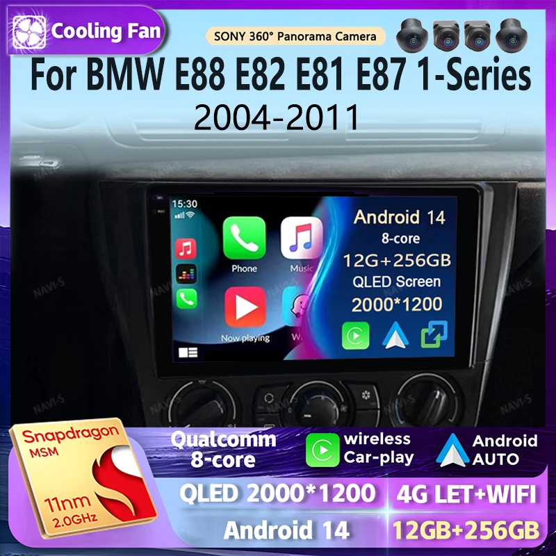 Android 14 2K QLED для BMW E88 E82 E81 E87 1 серии 2004-2011 Автомобильный радиоприемник