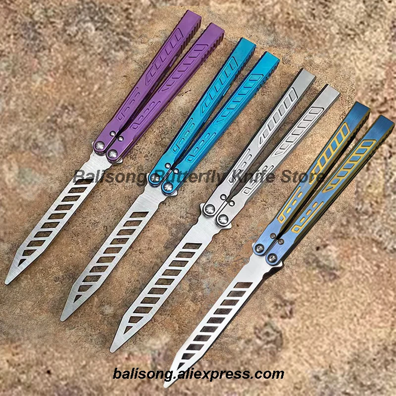 TheOne Falcon Fighter Balisong Fliper Butterfly Trainer Knife Titanium Alloy Handle Bushing System Free-swinging EDC Knives