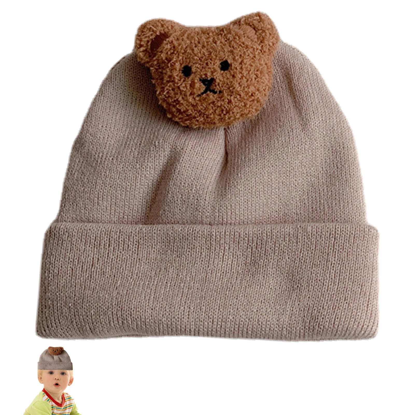 

Infant Hats Newborn Soft Baby Hat Bear Infant Caps Comfortable Core Spun Yarn Winter Hats Infant Beanie Caps For 0-12 Months