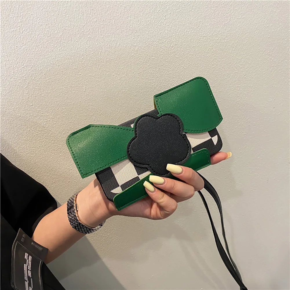 

Women Flower Mini Shoulder Mobile Phone Bag Leather Design Crossbody Bags Ladies Hit Color Messenger Cell Phone Case Holder