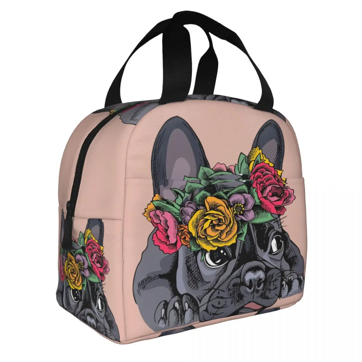 French Bulldog Lunch Bento Bags Portable Aluminum Foil thickened Thermal Cloth Lunch Bag for Women Men Boy