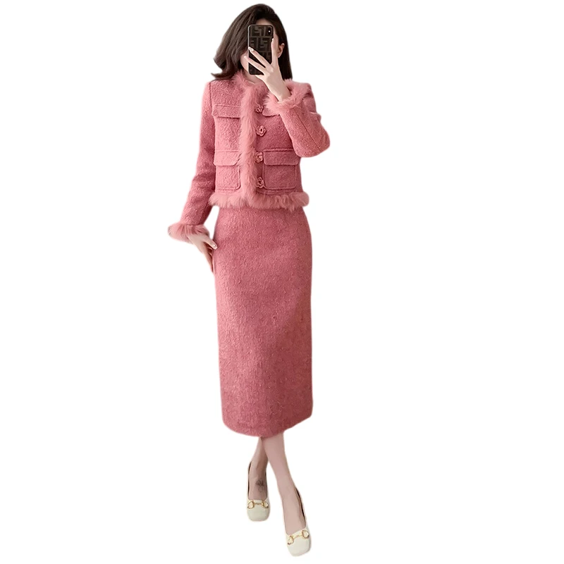 Новые зимние женские утепленные костюмы с хлопковой подкладкой модная меховая