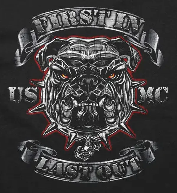 First in Last Out - Корпус морской пес США дьявол собака хромированный пуловер с