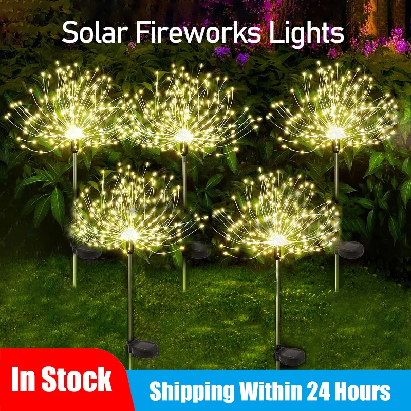 150LED Solar Garden Light 8 Lighting Modes Firework Light DIY Copper Wire Light Outdoor Waterproof Fairy Light for Yard/Party