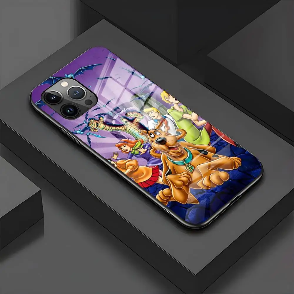Чехол для телефона MINISO-Scoobys Cartoon Cute-Dooo IPhone 15 Pro 16 14 13 12 11 Mini X XS XR Max стеклянный дизайн