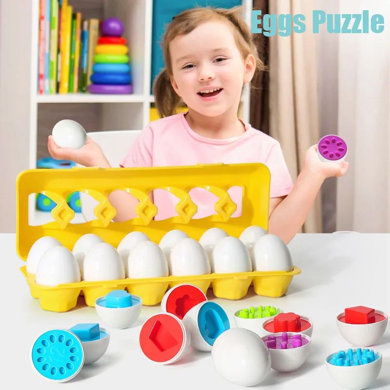 Smart Eggs Puzzle 3D Jigsaw Games Color Shape Matching Sorters Montessori Baby Toys For Children Kids 2 3 4 Years