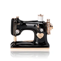 tulx sewing machine brooches for women black enamel brooch bag hat lapel pin collar suit scarf accessories jewelry