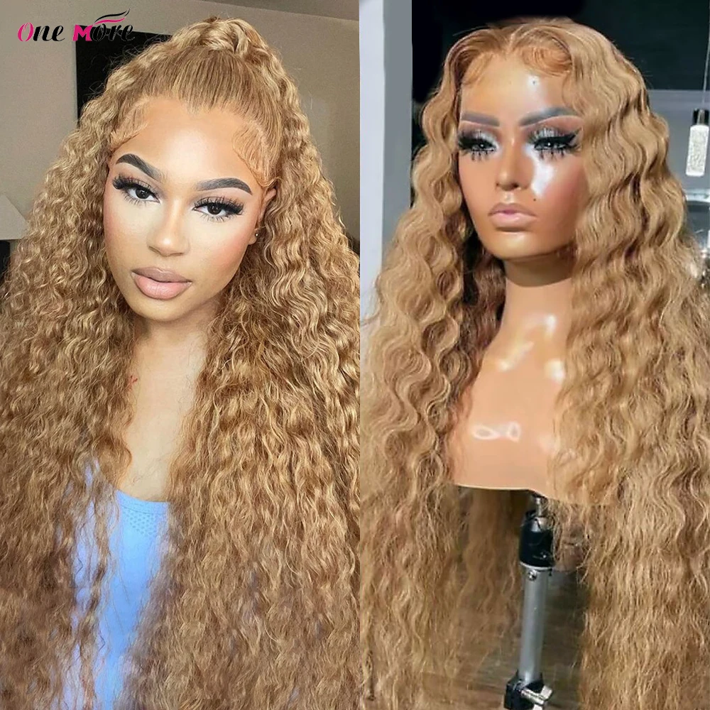 Honey Blonde Wig Lace Front Wigs Deep Wave Colored Lace Front Human Hair Wigs For Women 250 Density Deep Wave Wig  Closure Wig