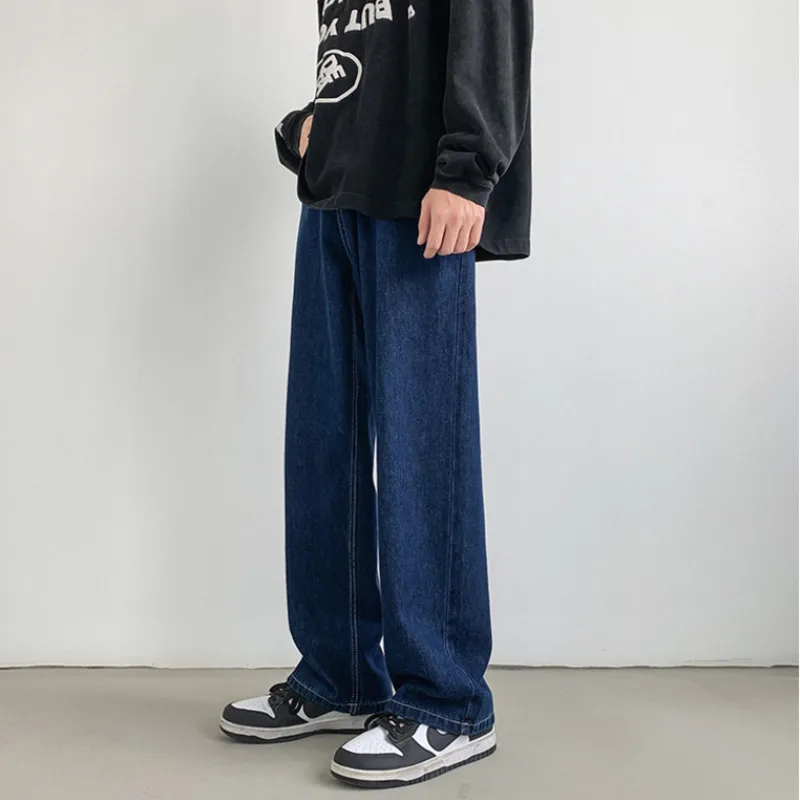 Blue Black Baggy Jeans Men Fashion Casual Straight Jeans Men Streetwear Hip Hop Loose Wide Leg Denim Pants Mens Trousers S-2XL