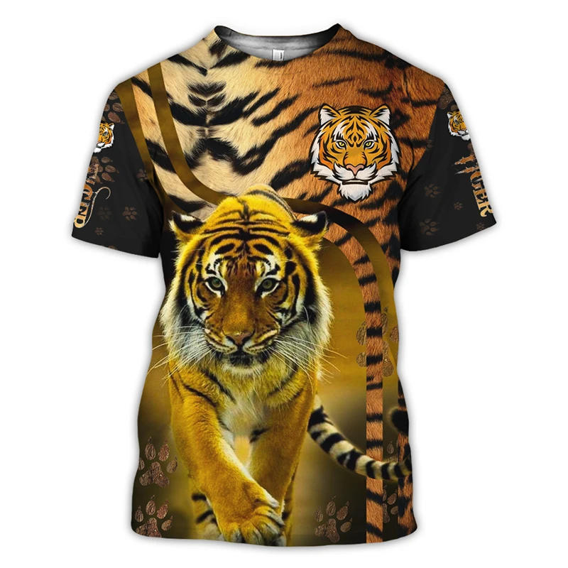 2022 New Tiger 3D Digital Print T-Shirt Summer Tiger Head Trend Short Sleeve Fun Street Style O-Neck Men's Oversized Shirt 6xl