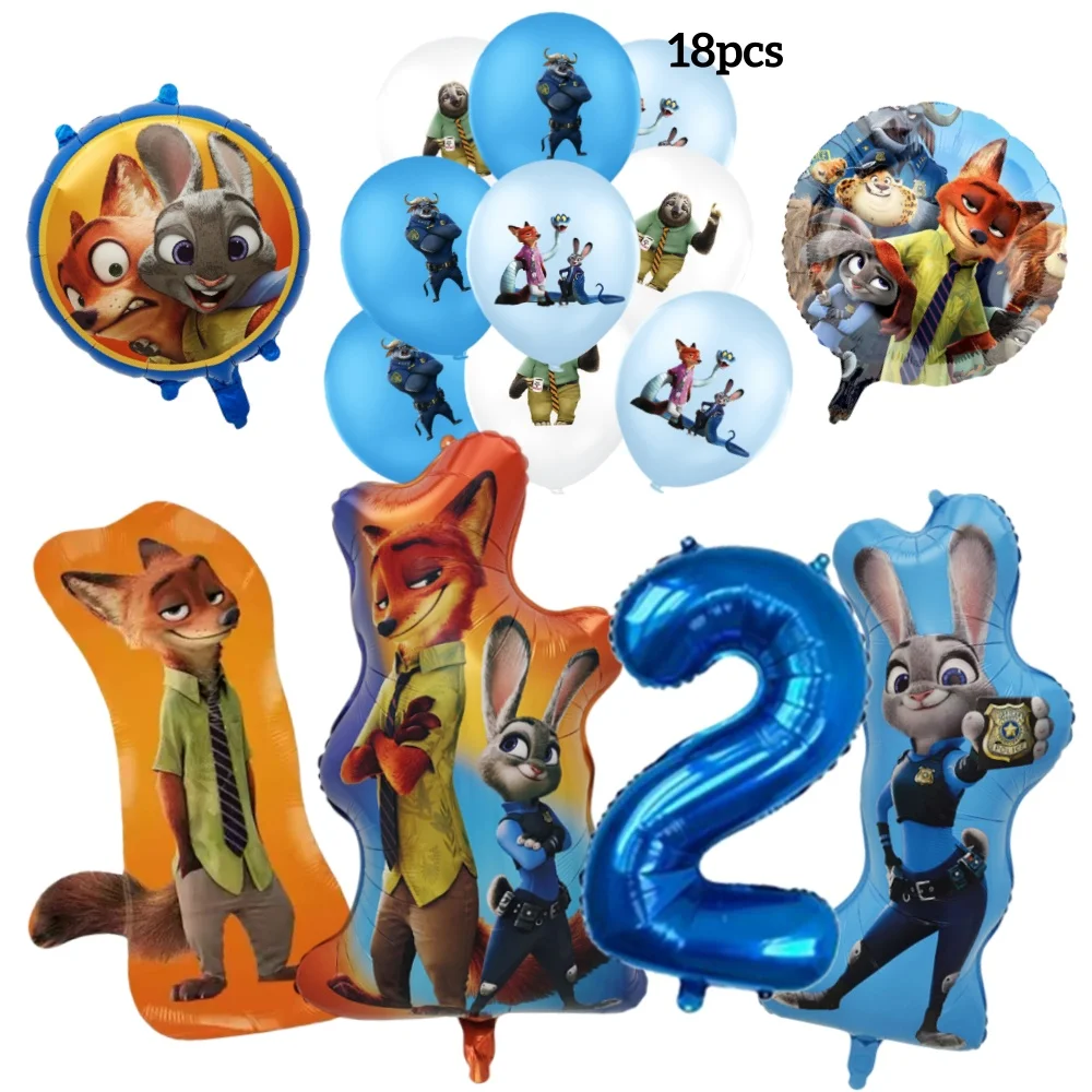 Фото 24 шт. Disney Zootopia 2 тематические воздушные шары аниме фильм ребенок Ник Джуди кролик украшение для дня рождения детский душ игрушка товары для вечеринок №2