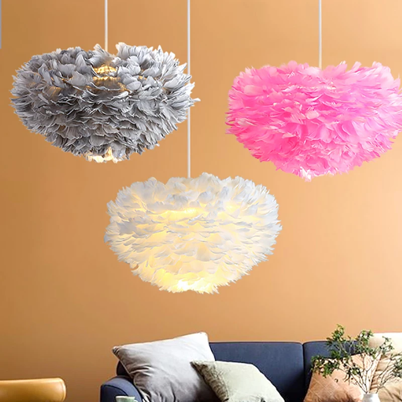 

Nordic Colorful Feather Chandelier Modern Creative Led Pendant Light for Living Room Bedroom Bedside Home Decor Hanglamp Lustre