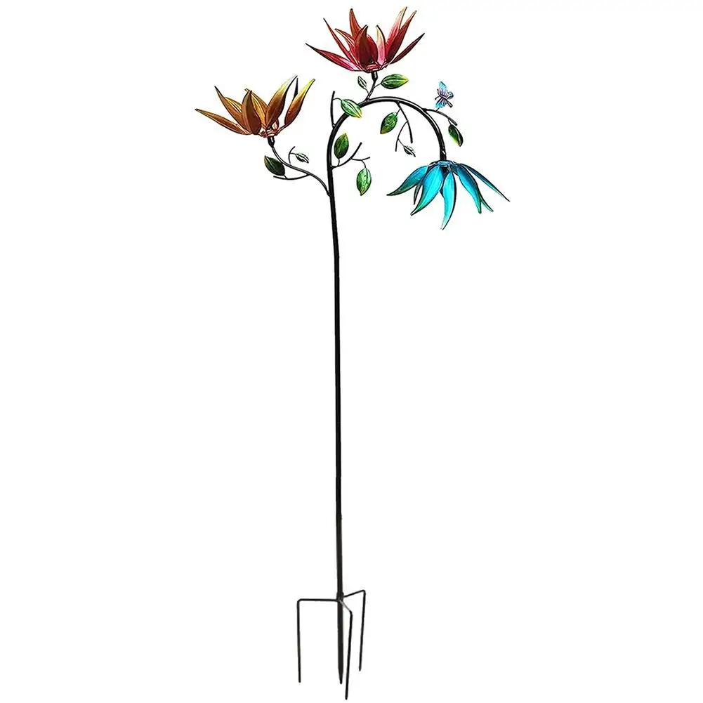 

1PCS Butterfly Flower Windmill Large Metal Wind Spinner Decorative Decoration Accessories Ornaments Yard Garden