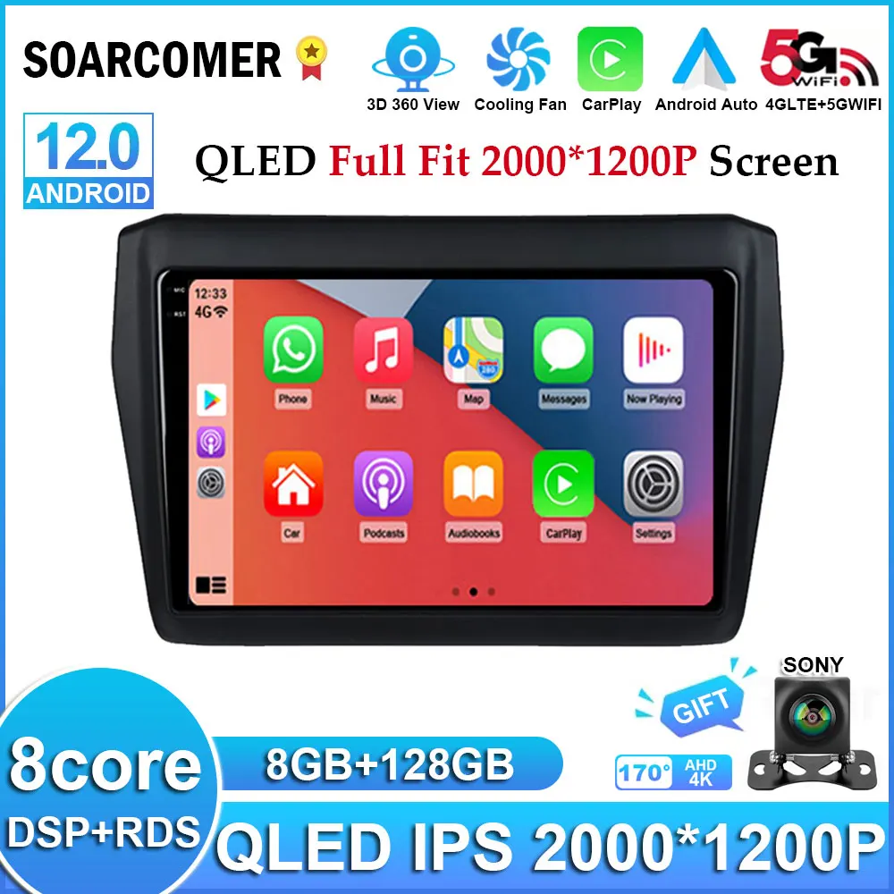 

Android 12 для Suzuki Swift 2017 2018 2019 автомобильное радио мультимедийный видеоплеер GPS-навигация стерео BT 4G WIFI IPS DVD головное устройство