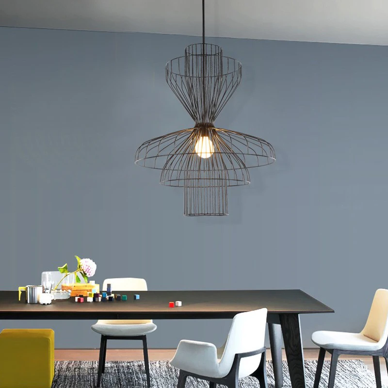 Креативные лампы из кованого железа с черной птичьей клеткой американская