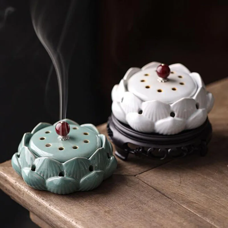 

Creative Retro Lotus Coil Incense Holder Sandalwood Incense Burner Aroma Fragrance Censer Indoor Home Decor