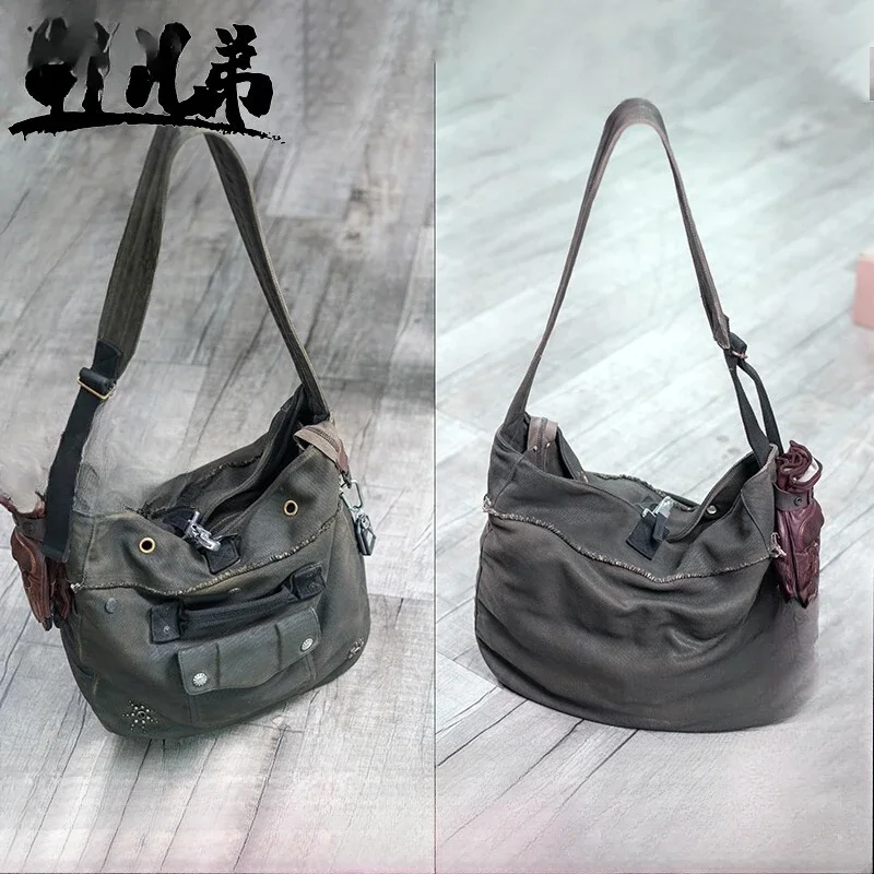 Сумка через плечо для езды на мотоцикле масляная вощеная износостойкая холщовая