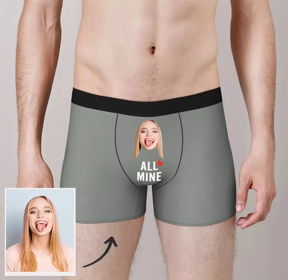 funny face men's shorts Custom photo boxers On Body for boyfriend Valentines Day husband briefs brithday unique underwears gift images - 4