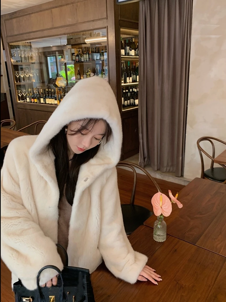 Новинка Осень-зима 2024 пальто Chaebol из искусственной норки бархат средней длины с