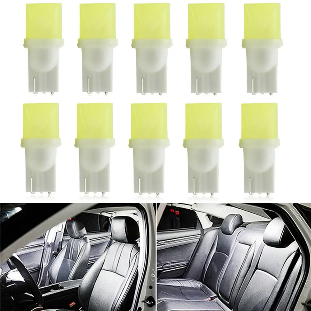 

10 шт., яркие белые светодиодные лампы T10 W5W COB 6500K