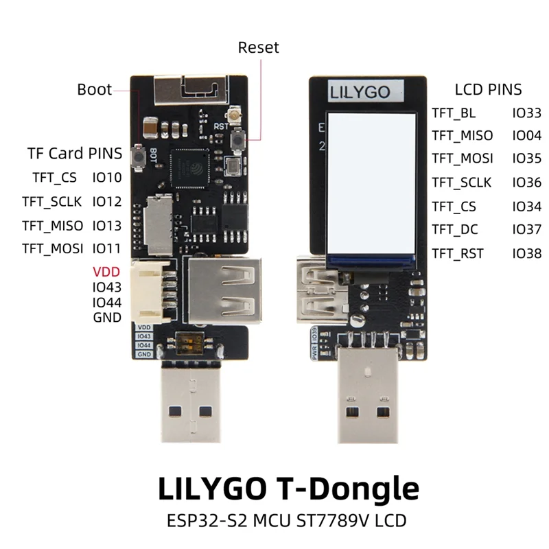 

T-Dongle ESP32-S2 Development Board Wireless WIFI Module USB OTG Male Female Interface 1.14 Inch LCD Display