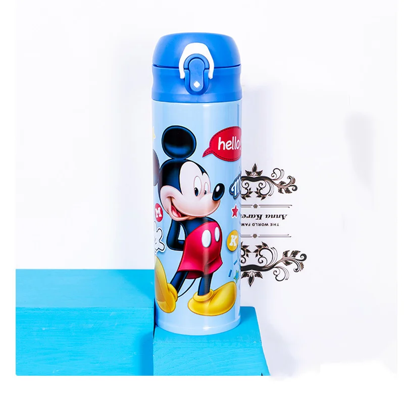 

Disney Children Boy Girl Thermos Water Cup Mikey Sofia Princess Girl Boy Kindergarten Straight Drinking Cup Water Bottle 480ML