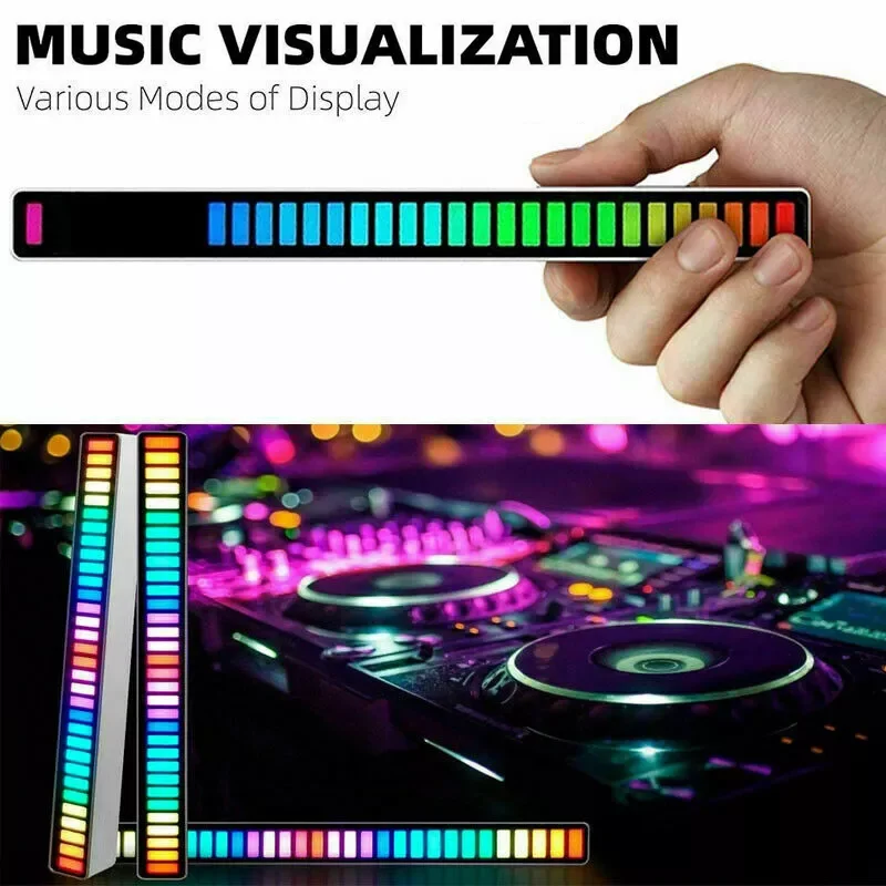 

32LED Strip Pickup Rhythm Lights RGB Colorful Tube Sound-Activated USB Music Atmosphere Light Bar Ambient Night Lamp