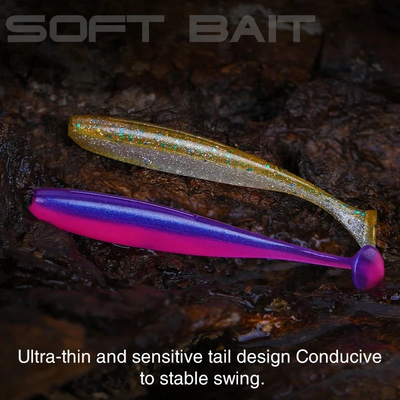 

TSURINOYA 55/65/75/88MM T Tail Wrom Fishing Lures Soft Lure Artificial Bait Tackle Jerkbaits Pike Bass Double Color Baits
