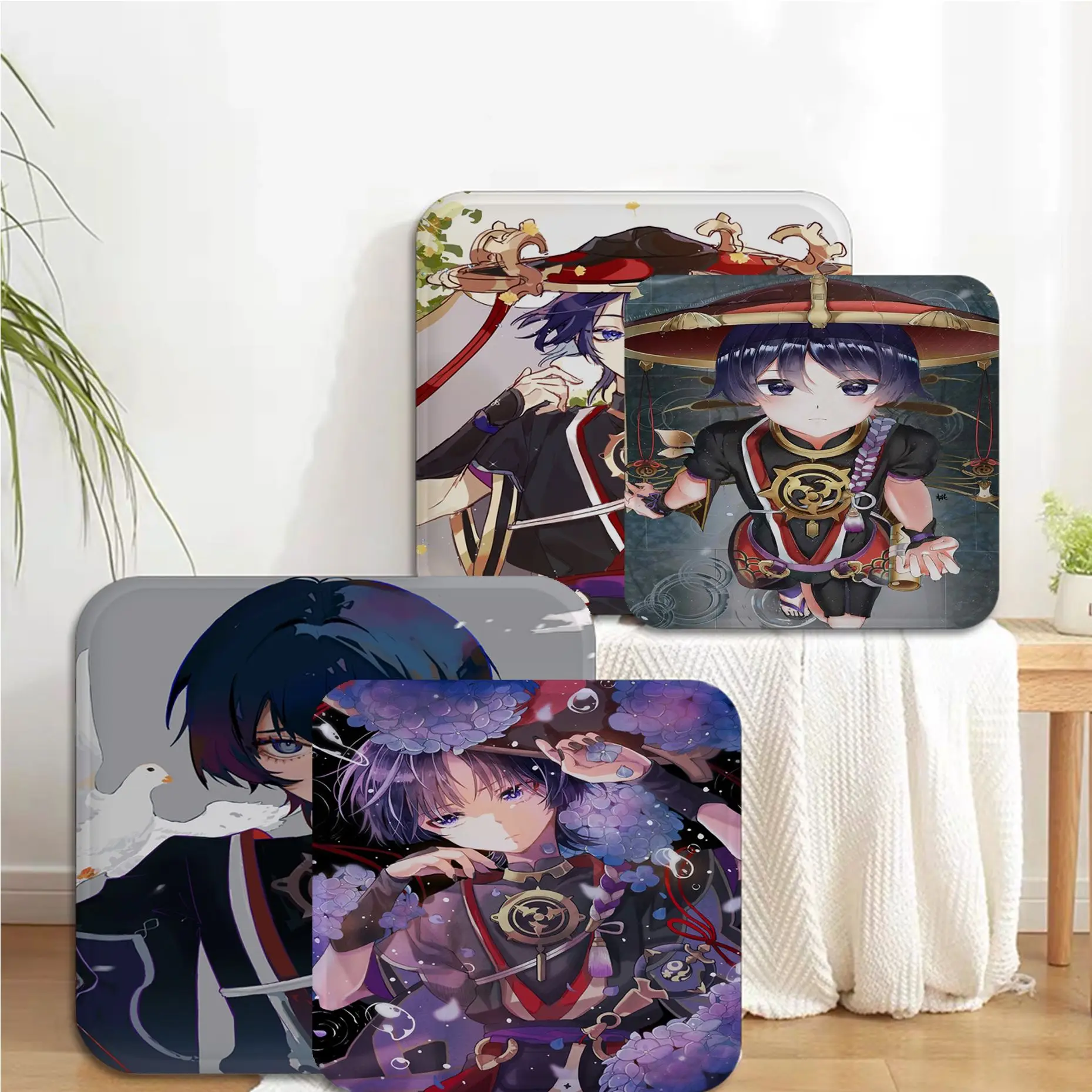 

Scaramouche Genshin Impact Square Fabric Cushion Non-slip Living Room Sofa Decor Students Stool Tatami Office Stool Seat Mat