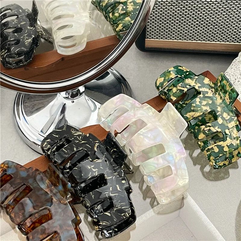 

Заколка для волос ацетатная коричневая/зеленая из акриловой смолы